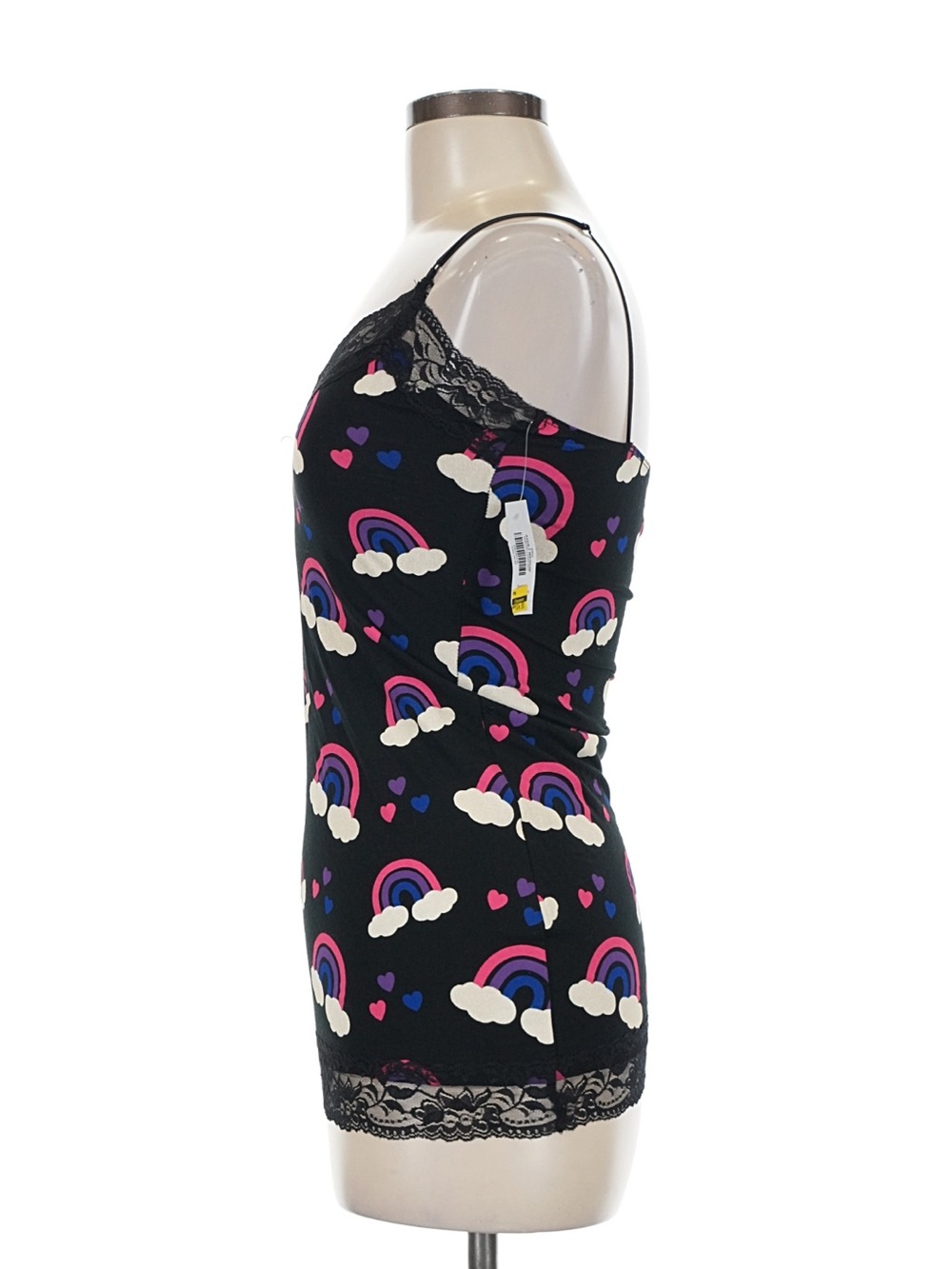 Black Rainbow Lace-Trim Cami Slip - Picture 8 of 16